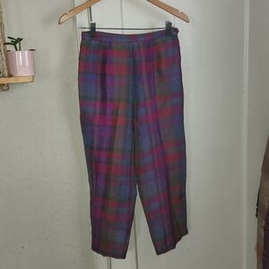 Vintage Silkland Multicolored Plaid  cropped pant